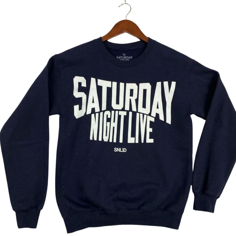 Saturday Night Live SNL 50 Sweatshirt Mens Small Navy Blue Logo Graphic Crewneck